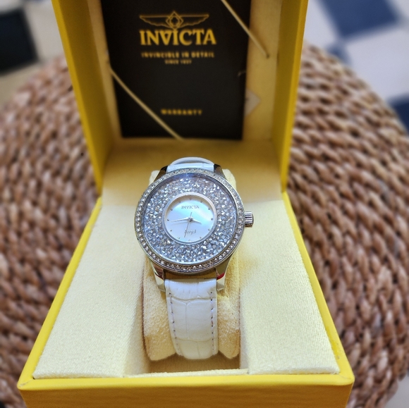 Invicta Angel White Leather Band Watch - Picture 3 of 12